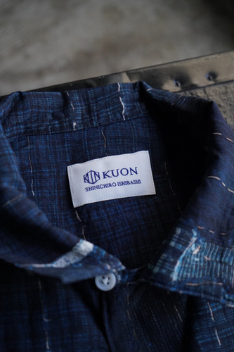 24SS】KUON Boro Printed Camp Collar Shirt - Navy | NOUVERTEmagazine