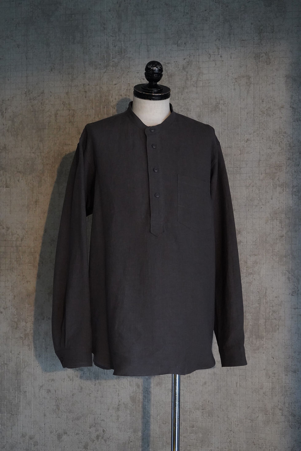 mirror may work linen pullover shirt - men's - Charcoal
