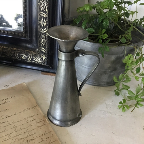 フランスアンティーク エタンと硝子の一輪挿し 花瓶 フラワーベース 花器 フランス アンティーク エタンの花瓶 一輪挿し ピューター | Le petit