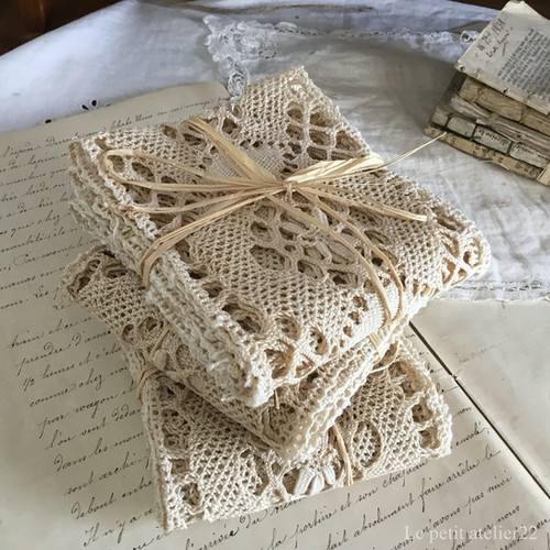 1m75cm)(在庫3) フランス アンティーク レース エクリュ W10.5 | Le