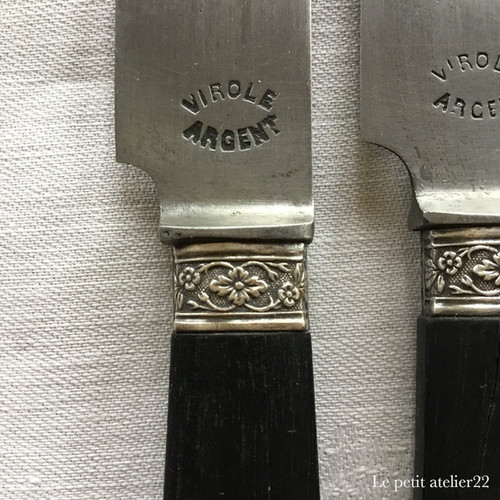 L)(残5＋1/在庫12＋1)フランス アンティーク テーブルナイフ エボニー