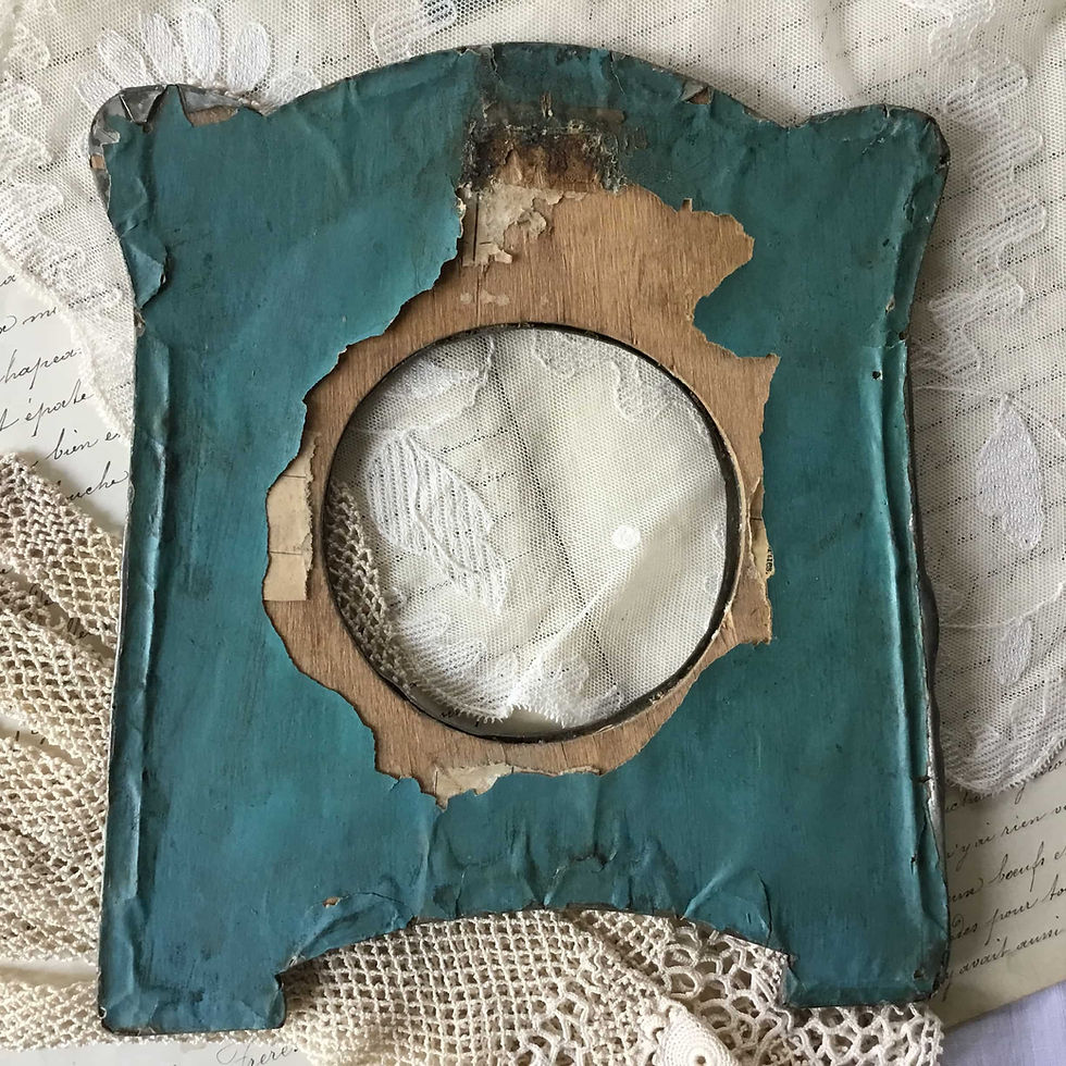 サムネイル： (ガラス無し) フランス アンティーク アールヌーボー フレーム ピューター エタン  22 cm