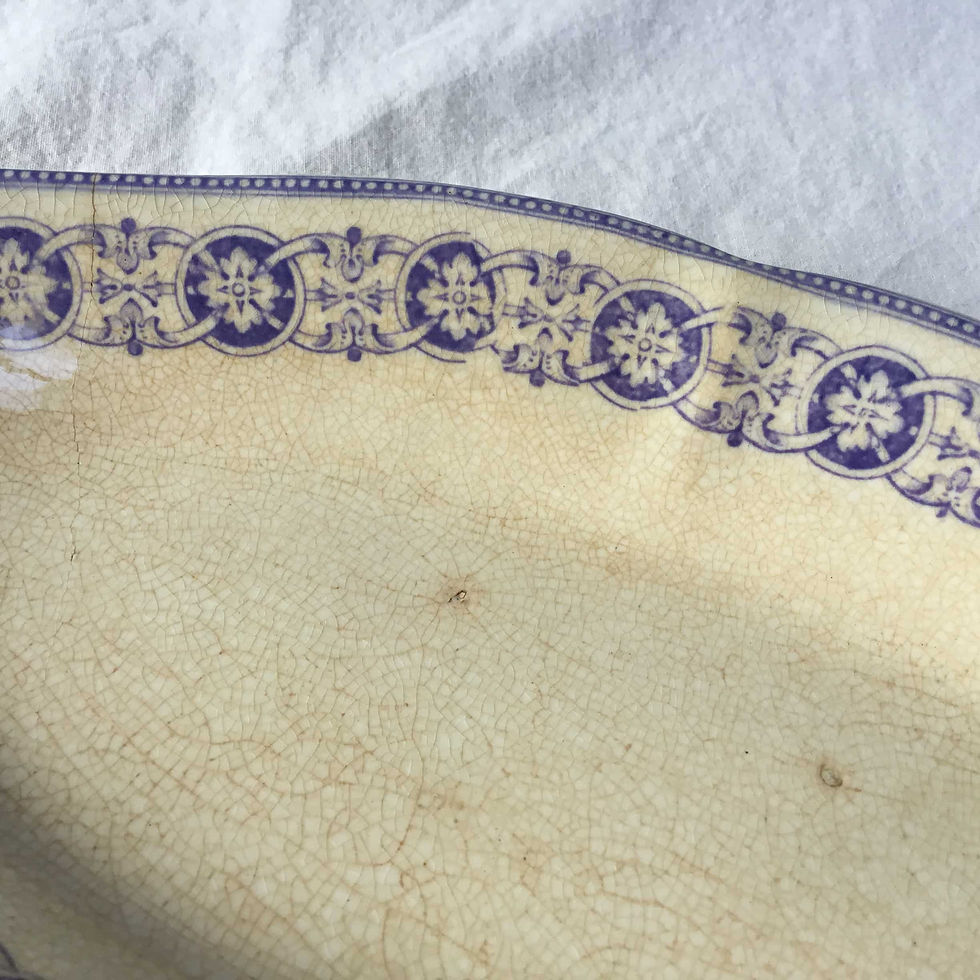 サムネイル： イギリス ストーク・オン・トレント H.B アンティーク アースンウエア オーバルプレート 皿 (A)