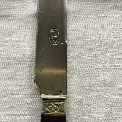 L)(残5＋1/在庫12＋1)フランス アンティーク テーブルナイフ エボニー