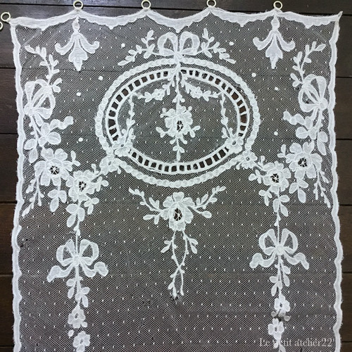 フランスアンティークレース　コーネリー刺繍 コーネリー刺繍 23x144cm A - フランスアンティーク雑貨 Mille Chats