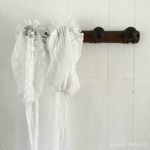 フランス アンティーク 木製 バンブー 4連 コートフック 壁掛け 45 cm