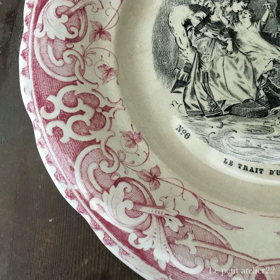 グリザイユ プレート パニエ フランスアンティーク AS3307 フランス グリザイユ プレート