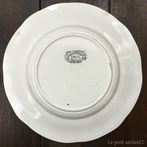 フランス クレイユ エ モントロー アンティーク グリザイユ プレート