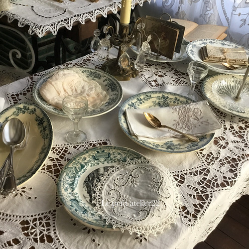 残4/在庫8)フランス アンティーク リネン テーブルナプキン ブラウン