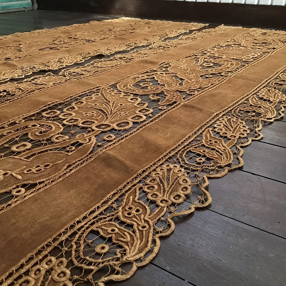 在庫2) フランス アンティーク カーテン ブラウン 19世紀 52 cm x 2 m