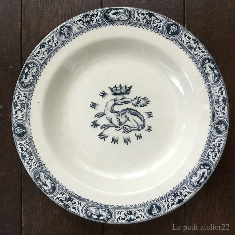 (入荷予定)(深皿) フランス サラン フランソワプルミエ アンティーク プレート 24 cm