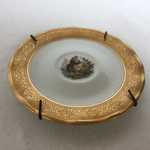 フランスアンティーク リモージュ 金彩 壁掛けプレート 絵皿 ゴールドA 