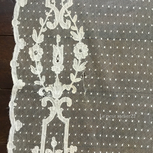 vintage 70s France 刺繍カーテン 2枚組 2枚1組) フランス アンティーク チュールレースカーテン 刺繍
