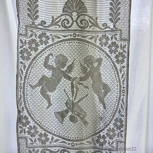 カーテンF)フランス アンティーク フィレレース カーテン 天使