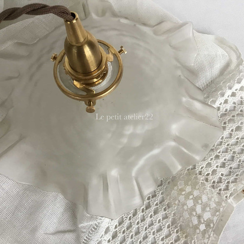 シェードのみ)フランスアンティーク 照明 ランプシェード フリル