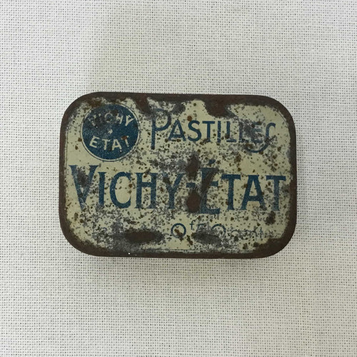 フランスアンティーク ブリキ缶 VICHY ヴィシー ティン缶 ミント
