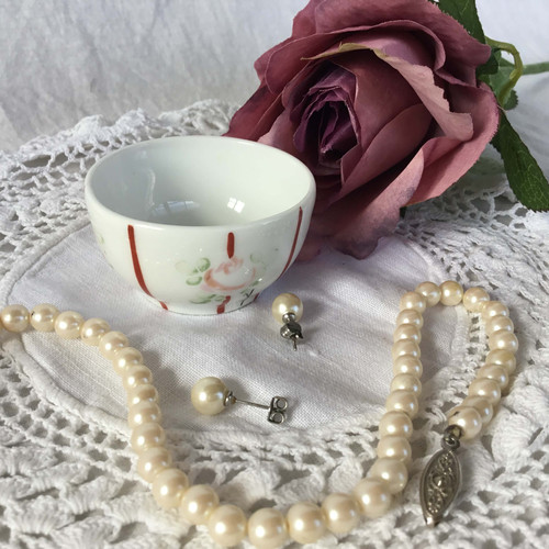 フランスアンティーク リモージュ ピンクの花の小さいボウル | Le