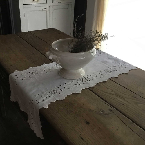 フランス アンティーク リネン テーブルランナー テーブルセンター