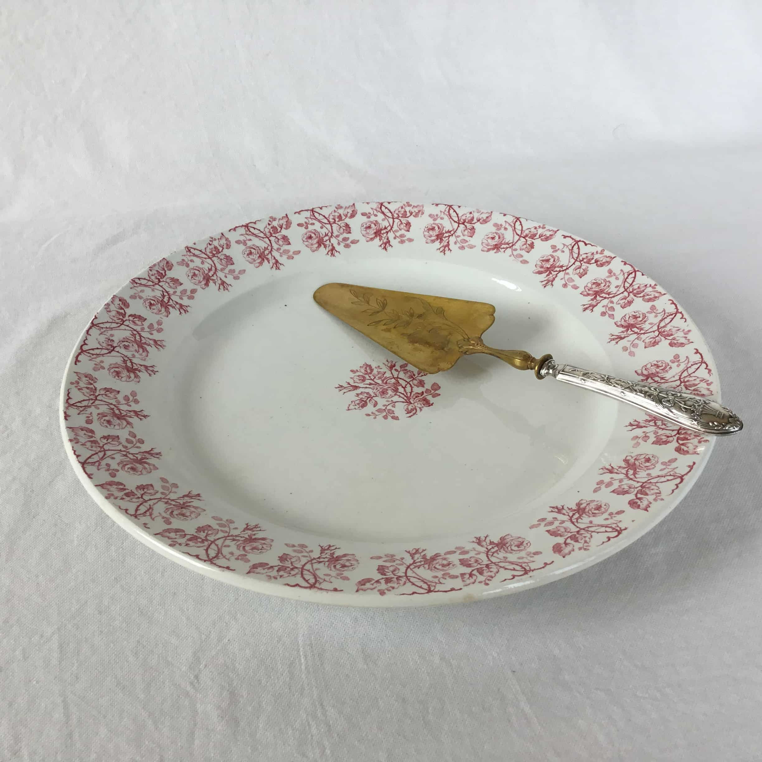 大皿) フランス ジアン ガーランド ローズ アンティークプレート (1866