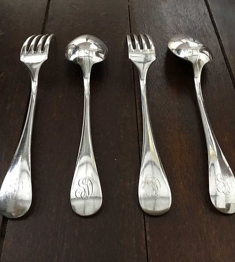 L)(2組4本セット)フランス APOLLO アンティーク シルバープレート