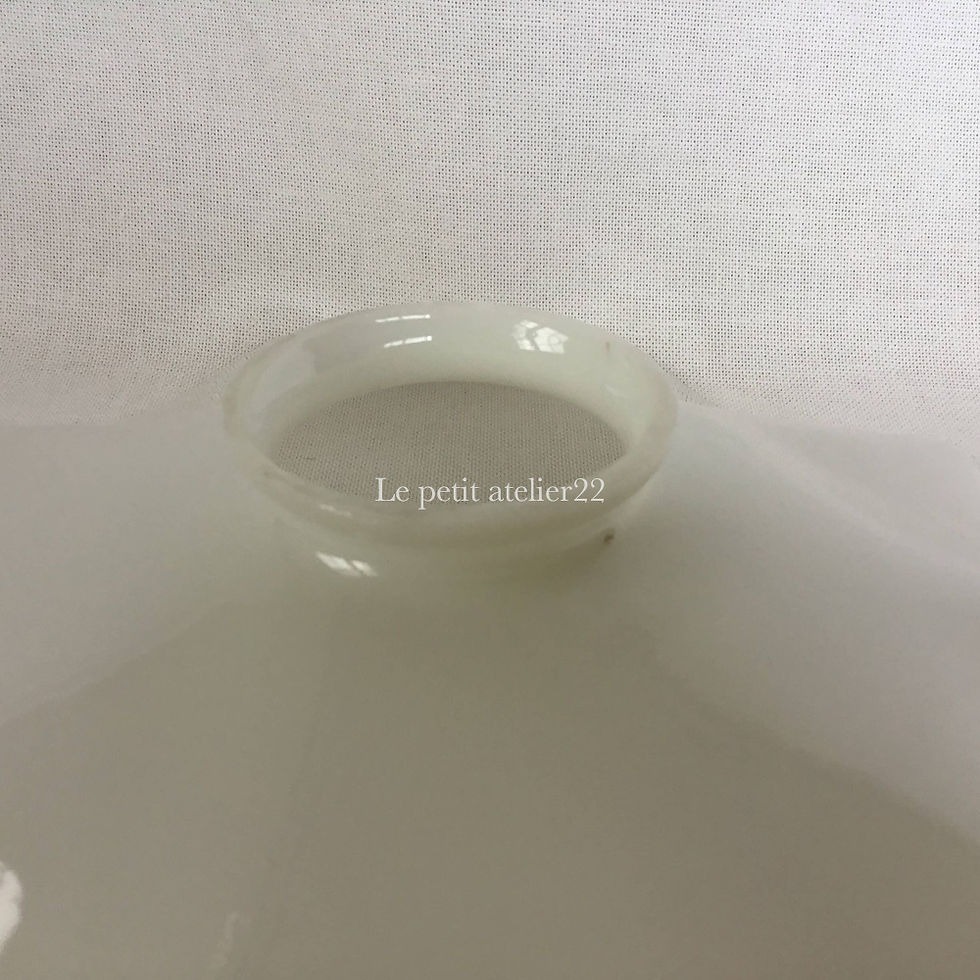 サムネイル： (シェードのみ)フランス アンティーク 照明 ガラス ランプシェード フリル(オパリン ミルク)直径 25 cm