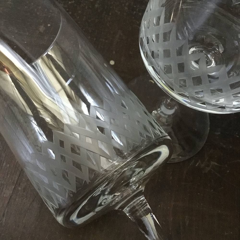 (残0/在庫2) フランス アンティーク ビストログラス エッチンググラス 14cm