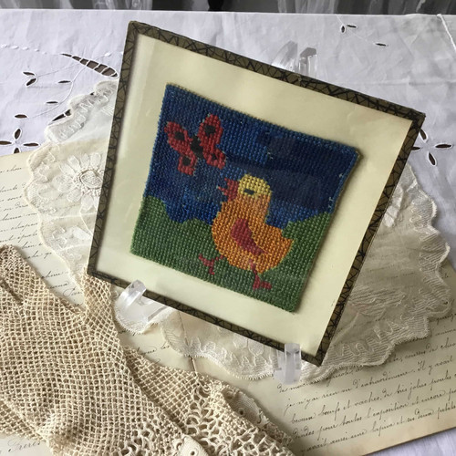 フランス　france vintage ヴィンテージ　少女　クロスステッチ ヴィンテージ クロスステッチ 花の絵 – My English Antiques