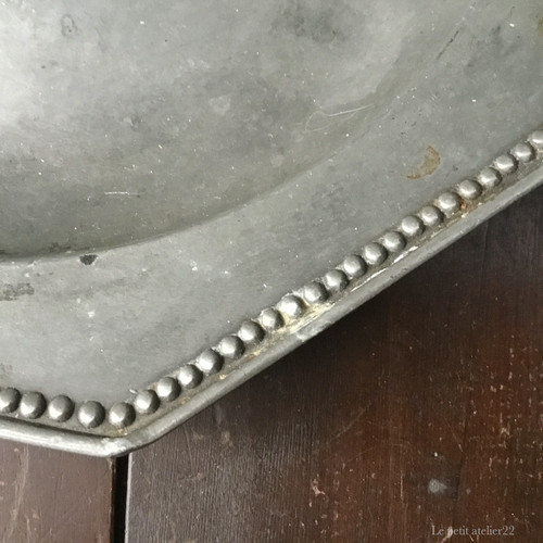 フランス アンティーク ピューター エタン オクトゴナル プレート 皿