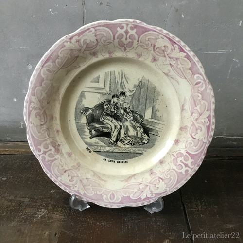 No3)フランス クレイユ エ モントロー アンティーク グリザイユ