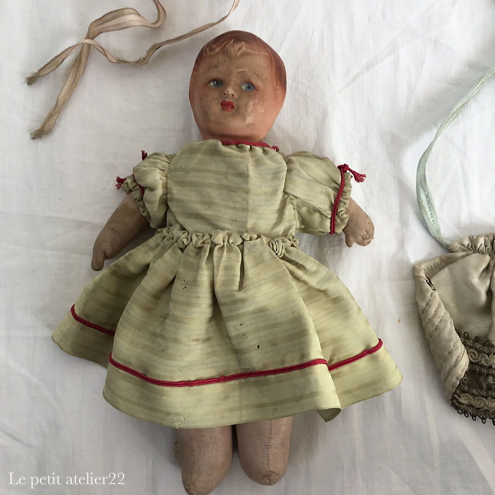 サムネイル： (S) フランス アンティーク パピエマルシェ ベビードール 人形 28cm