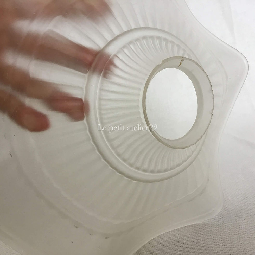 サムネイル： (シェードのみ)フランス アンティーク 照明 ランプシェード フリル (すりガラス) 直径 25.4 cm