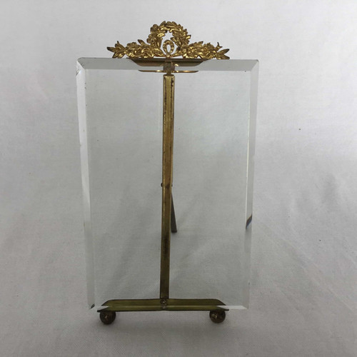 フランス アンティーク ガラス装飾のフォトスタンド 額縁 写真立て