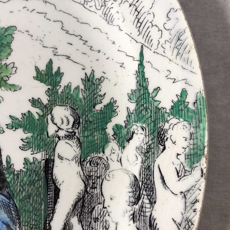 サムネイル： フランス クレイユ エ モントロー L M & Cie アンティークプレート 絵皿 (1840−1876)