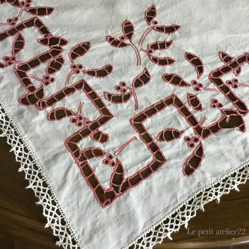 フランス アンティーク リネン テーブルクロス パッチワーク 大判 ハンドメイド 貴重 アンティーク リネン パッチワーク テーブルクロス カバー