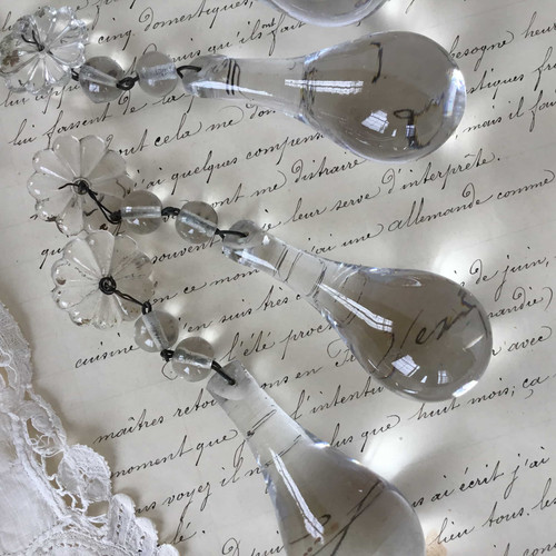 残0/在庫5) フランス アンティーク シャンデリアパーツ 雫 (B) 花(M)＋