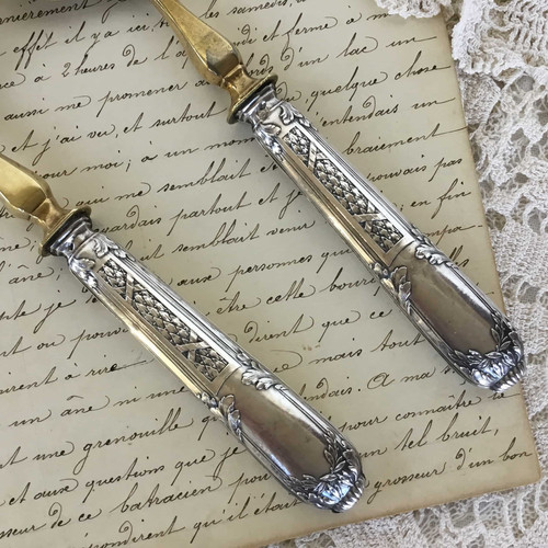 2本セット)フランス アンティーク シルバー デザート アイスクリーム