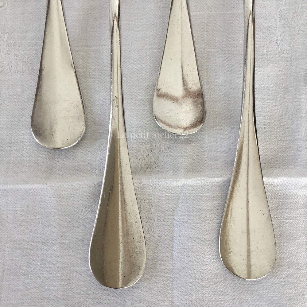 L)(1組2本セット/在庫4)フランス アンティーク シルバープレート