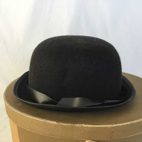 大人用) フランス アンティーク ボーラーハット 帽子 黒 フェルト