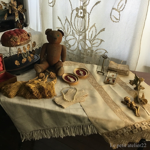 2枚セット) フランス アンティーク カフェ カーテン フリンジ ライト