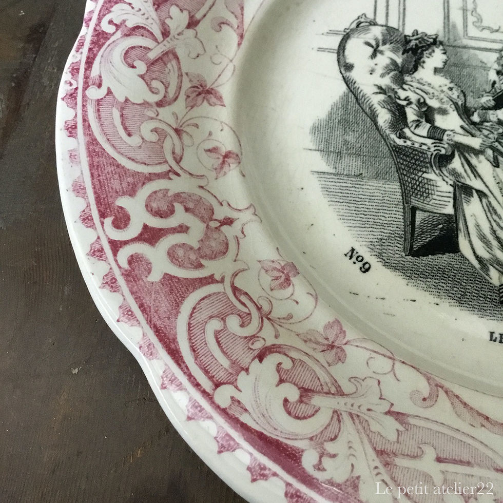 No9)フランス クレイユ エ モントロー アンティーク グリザイユ No9)フランス クレイユ エ モントロー アンティーク グリザイユ