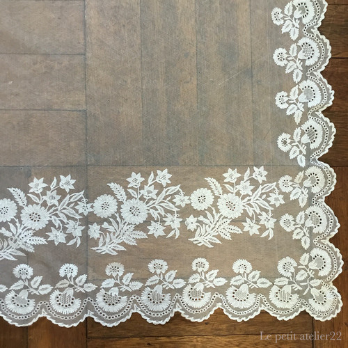 長方形) フランス 19世紀 アンティーク ウエディングベール チュール