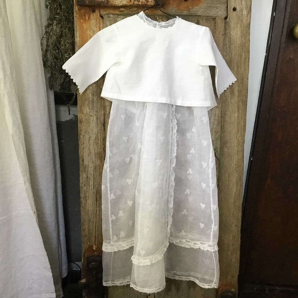 サムネイル： (ドール 人形用) フランス アンティークコットン ブラウス スカラップ刺繍