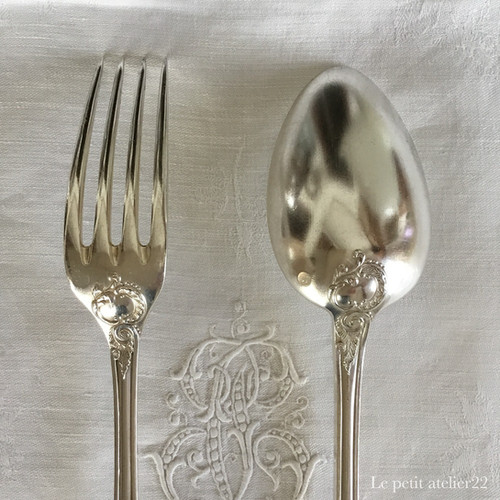 L)(1組2本セット/残4)フランス Cailar Bayard アンティーク シルバー