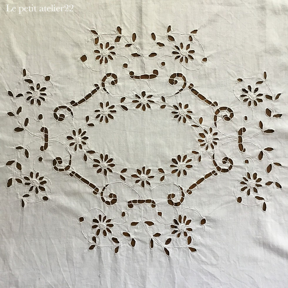 正方形に近い長方形) フランス アンティーク リネン テーブル