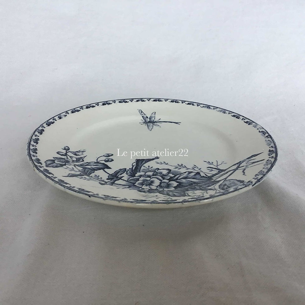 フランス サルグミンヌ アンティークプレート 平皿 21cm (No11 花D