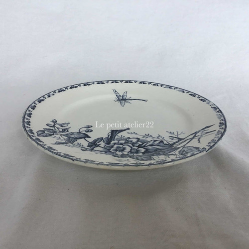 フランス サルグミンヌ アンティークプレート 平皿 21cm (No11 花D