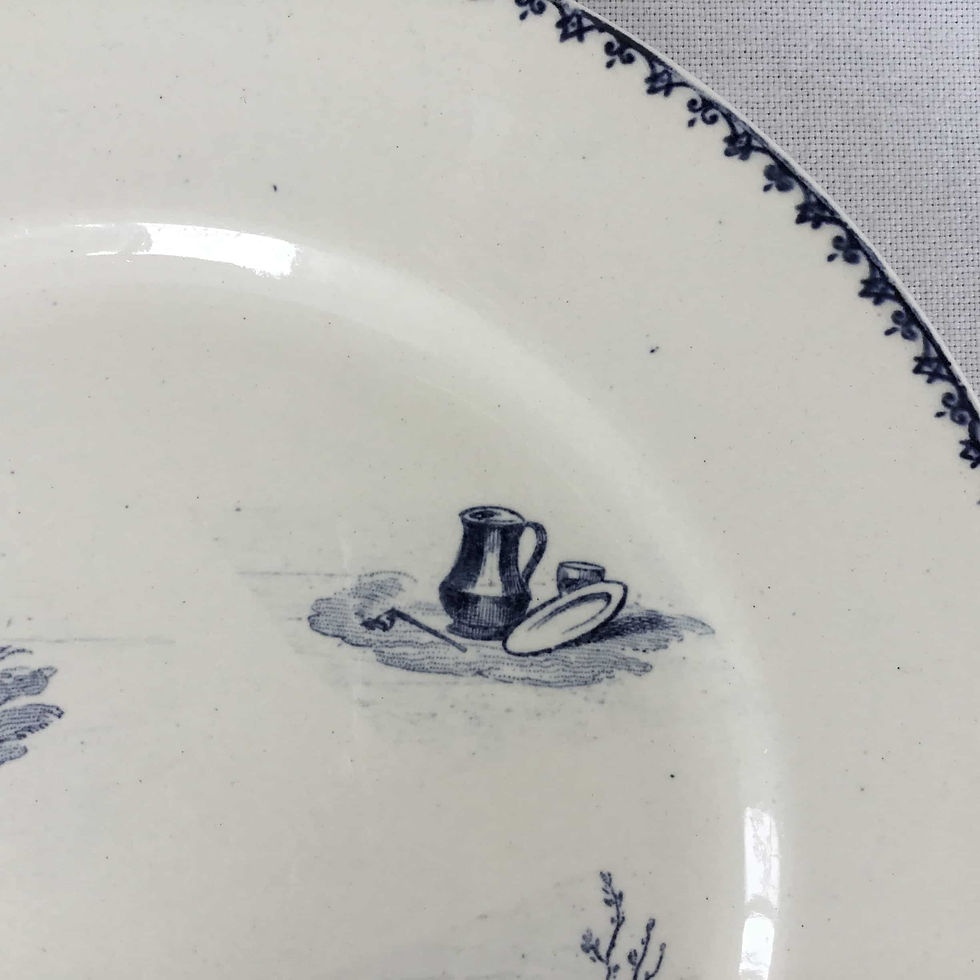 サムネイル： フランス クレイユ エ モントロー  TENIERS アンティーク プレート平皿 (1884-)22.8 cm