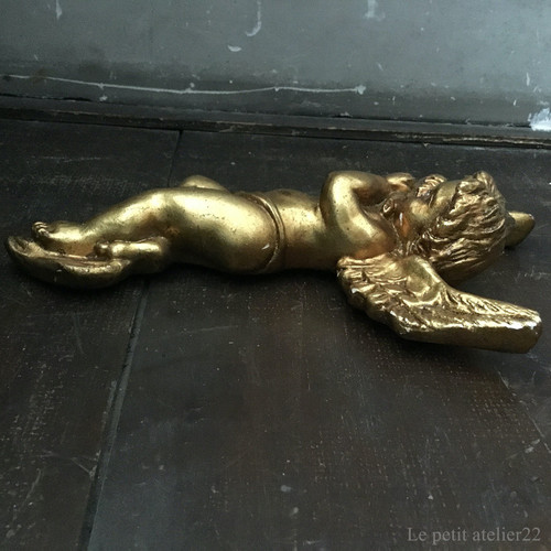 B) フランス アンティーク 壁飾り エンジェル 天使 壁掛け 石膏 25.5