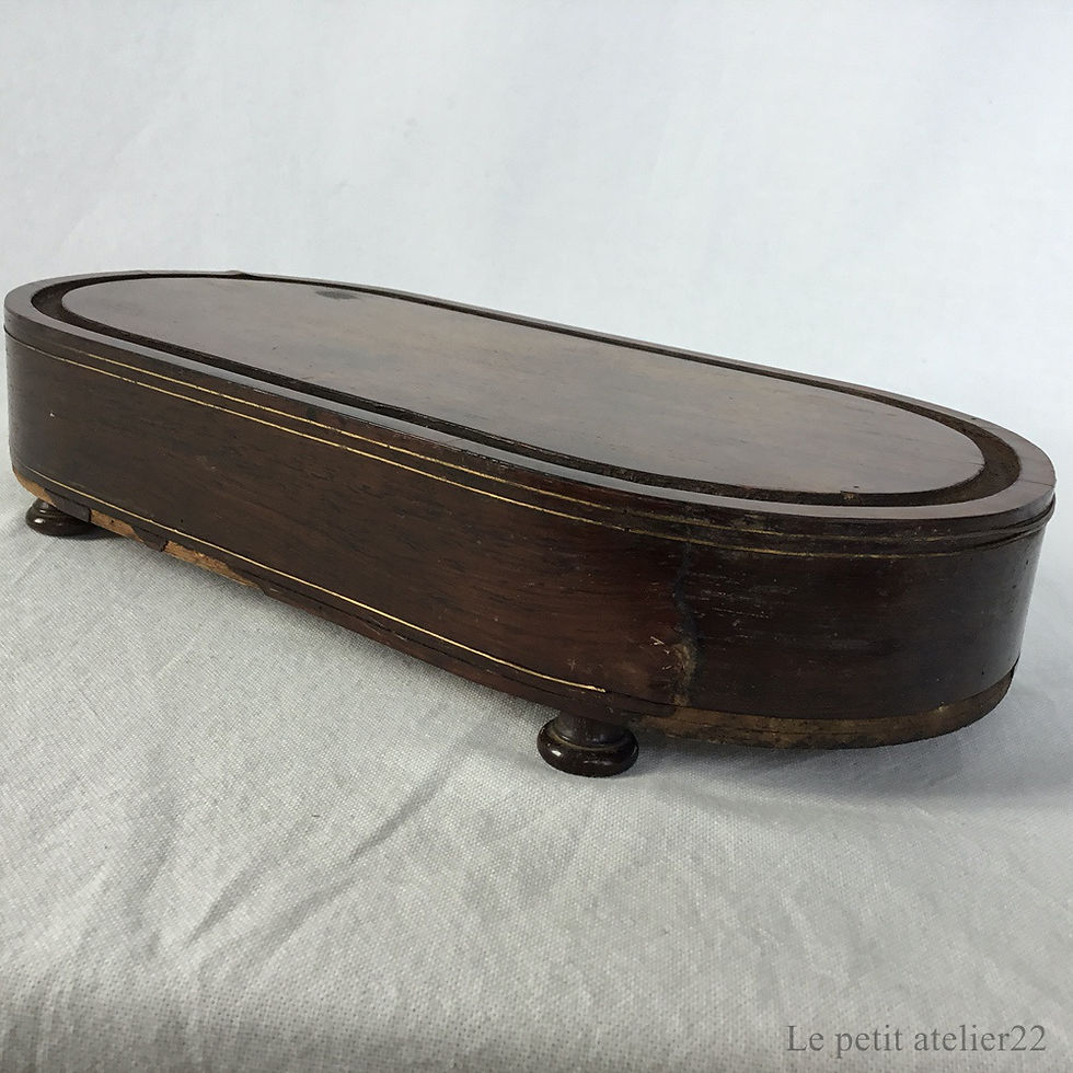 サムネイル： フランス アンティーク グローブドマリエ 台座 木製 金属 象嵌 装飾 (1886頃) 35 cm