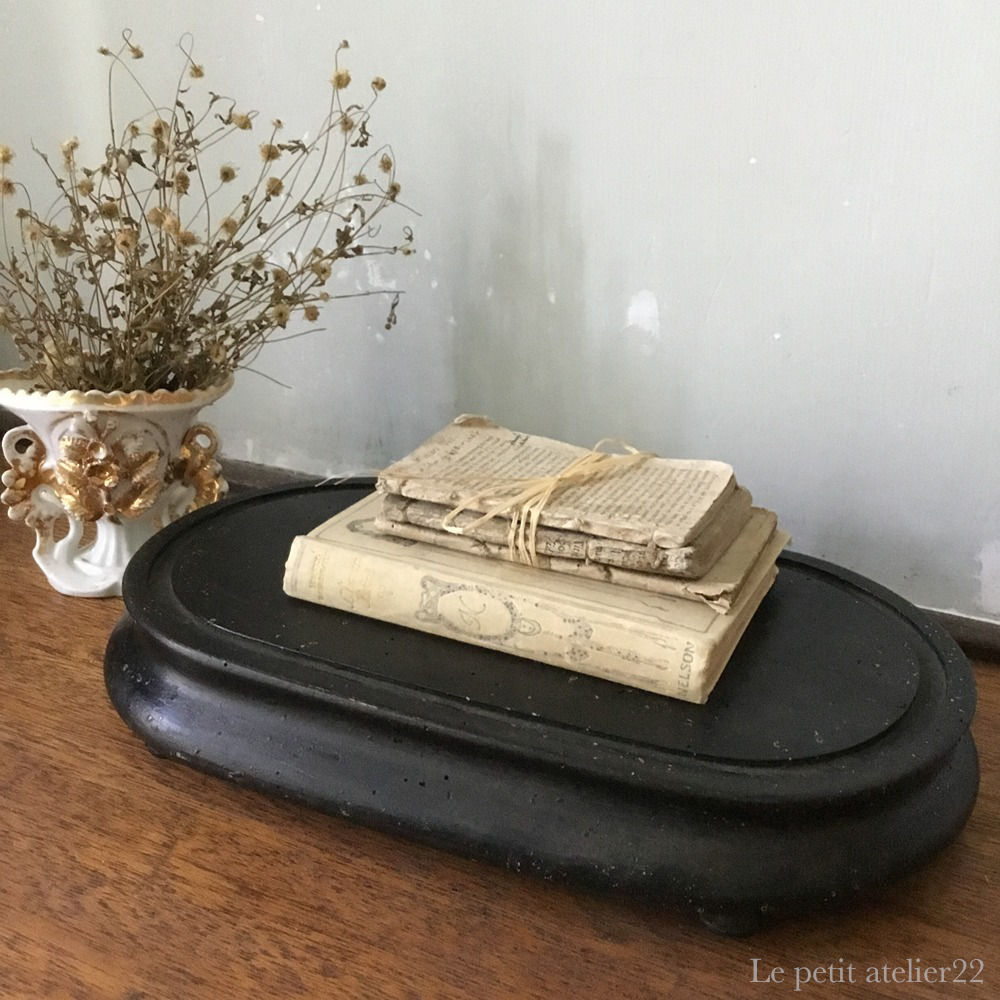 フランス グローブドマリエ 台座 木製 黒塗装 ナポレオン3世様式 (18世紀後半) 33.5x 19 天板 4 cm